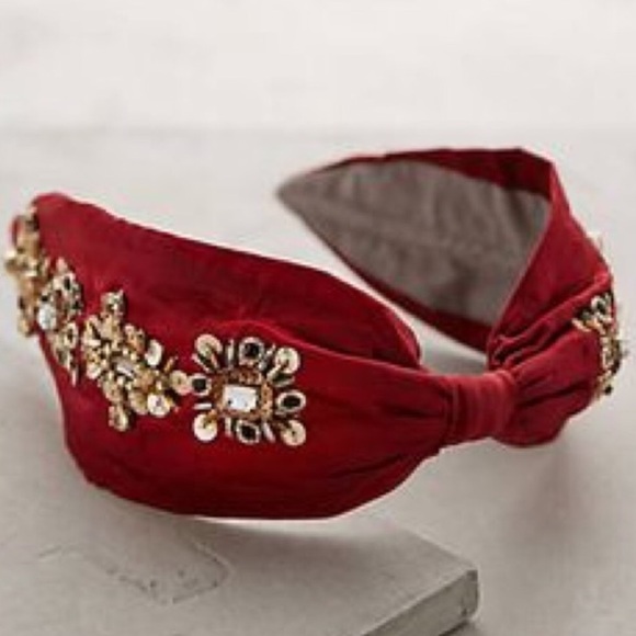 Anthropologie Accessories - Anthropologie Embellished Headband- RED